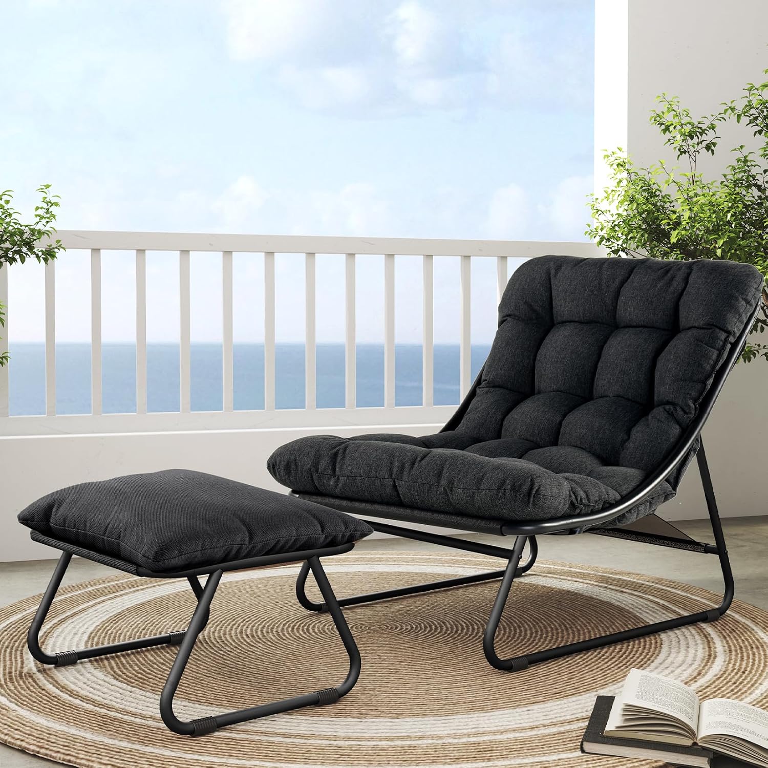 Outdoor Furniture Lounge Chair - Poltrona da Esterno con Poggiapiedi e