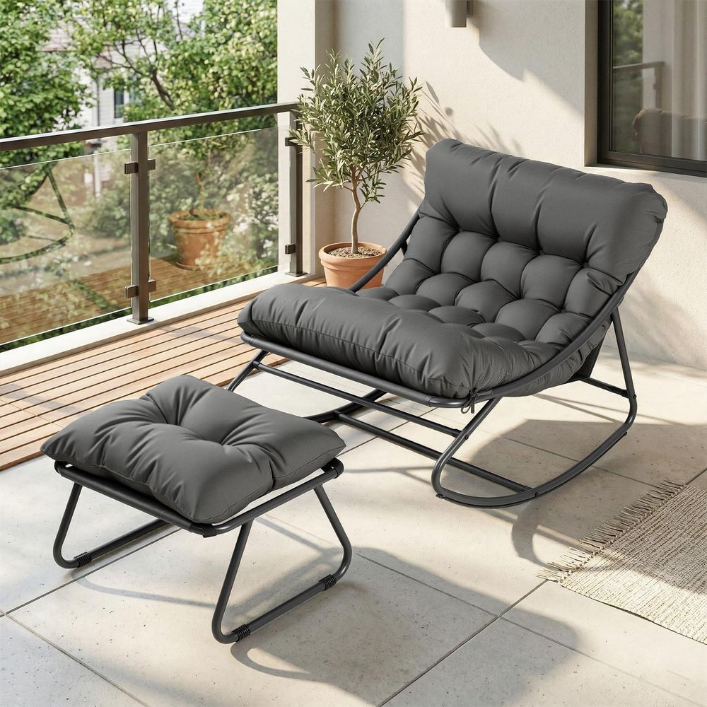 Outdoor Furniture Without Cushions - Poltrona a dondolo Papasan oversize con