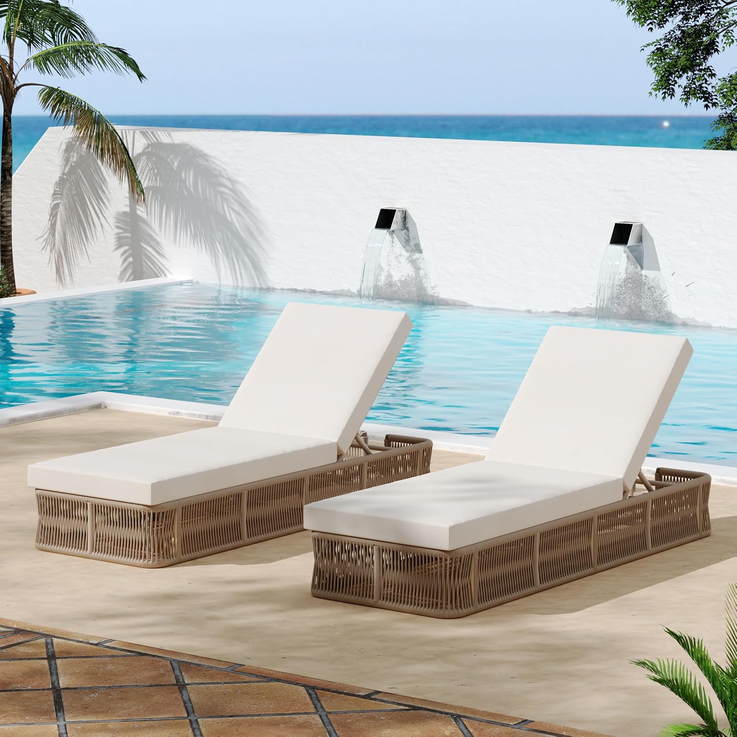 Outdoor Furniture Without Cushions - Sedia a Sdraio in Corda Intrecciata