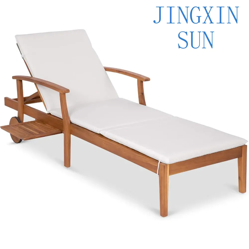 Outdoor Furniture Without Cushions - Chaise longue reclinabile in legno di