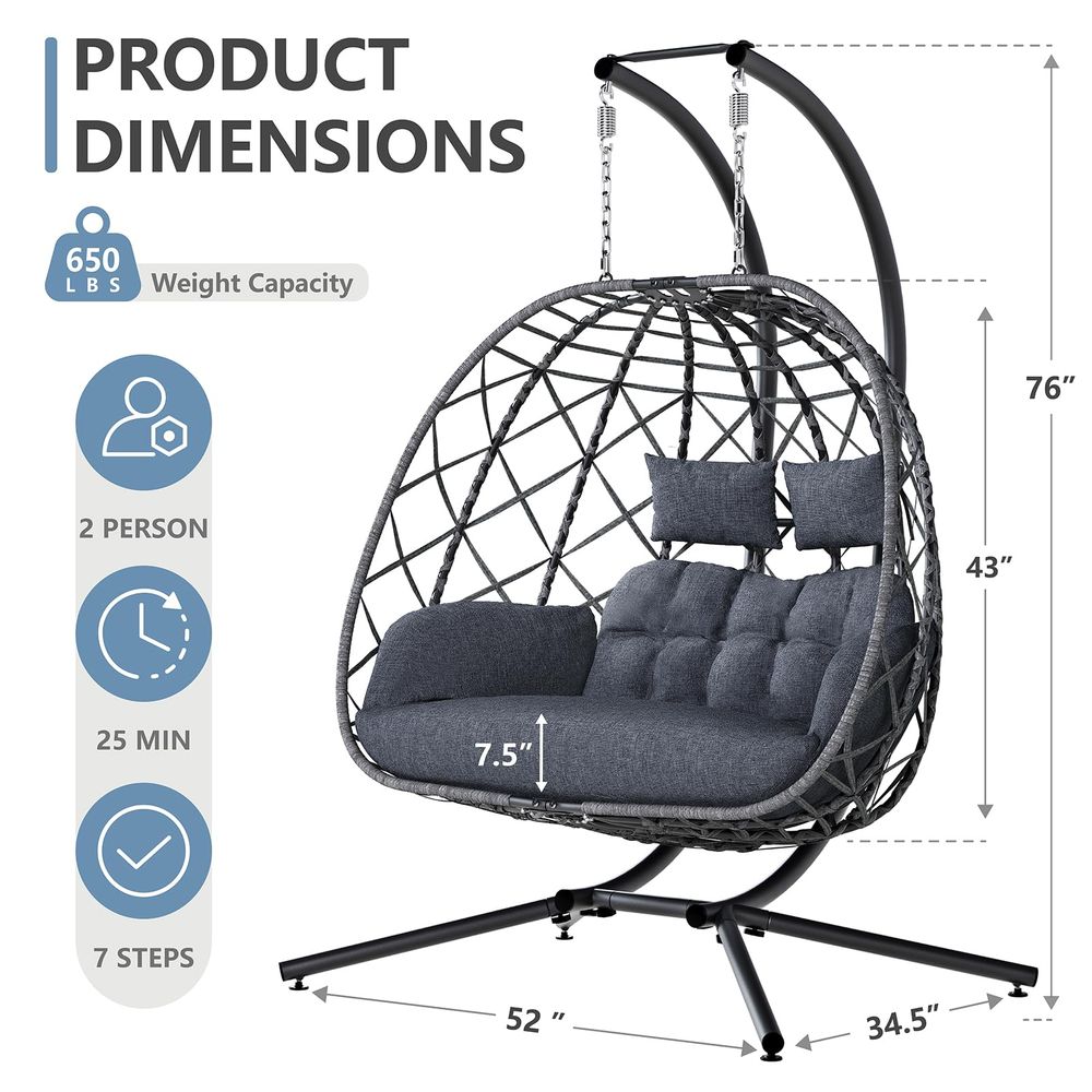 Sedia a dondolo doppia a forma - Hanging Egg Chair recensione e prezzo