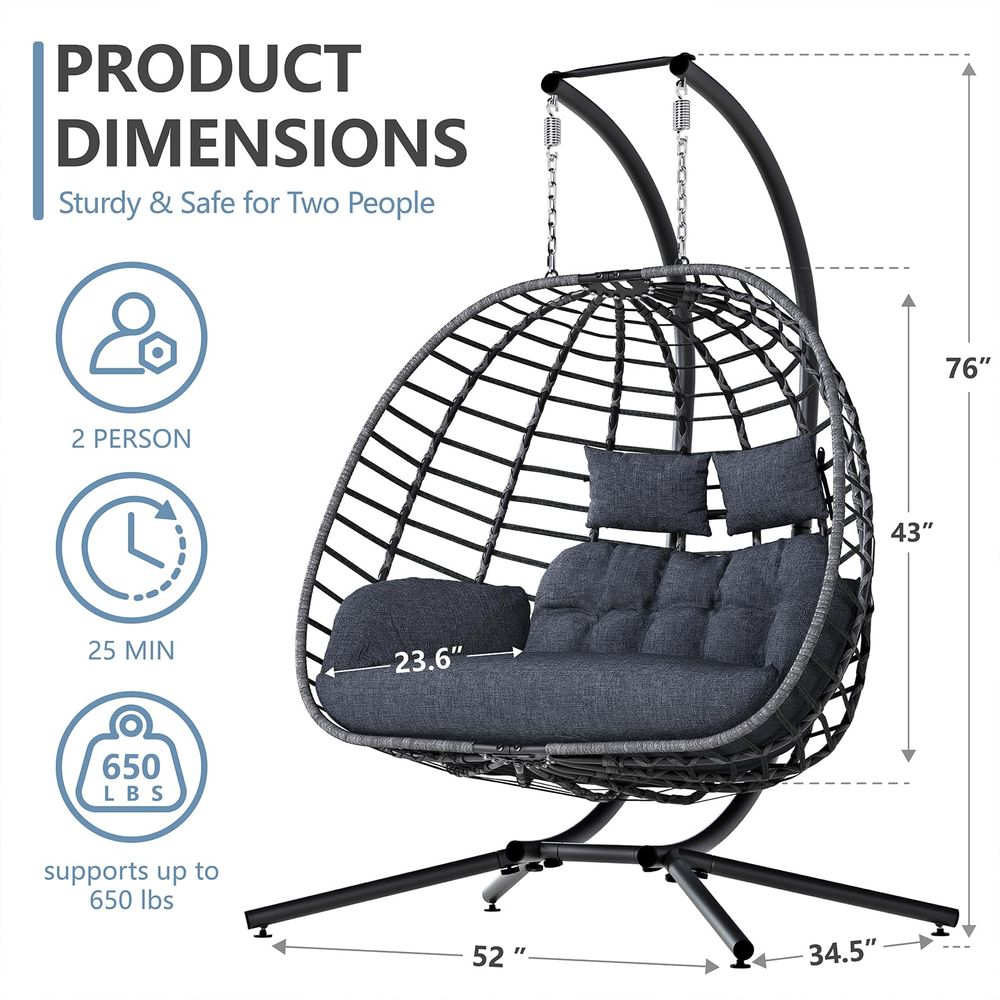 Sedia a dondolo doppia a forma - Hanging Egg Chair recensione e prezzo
