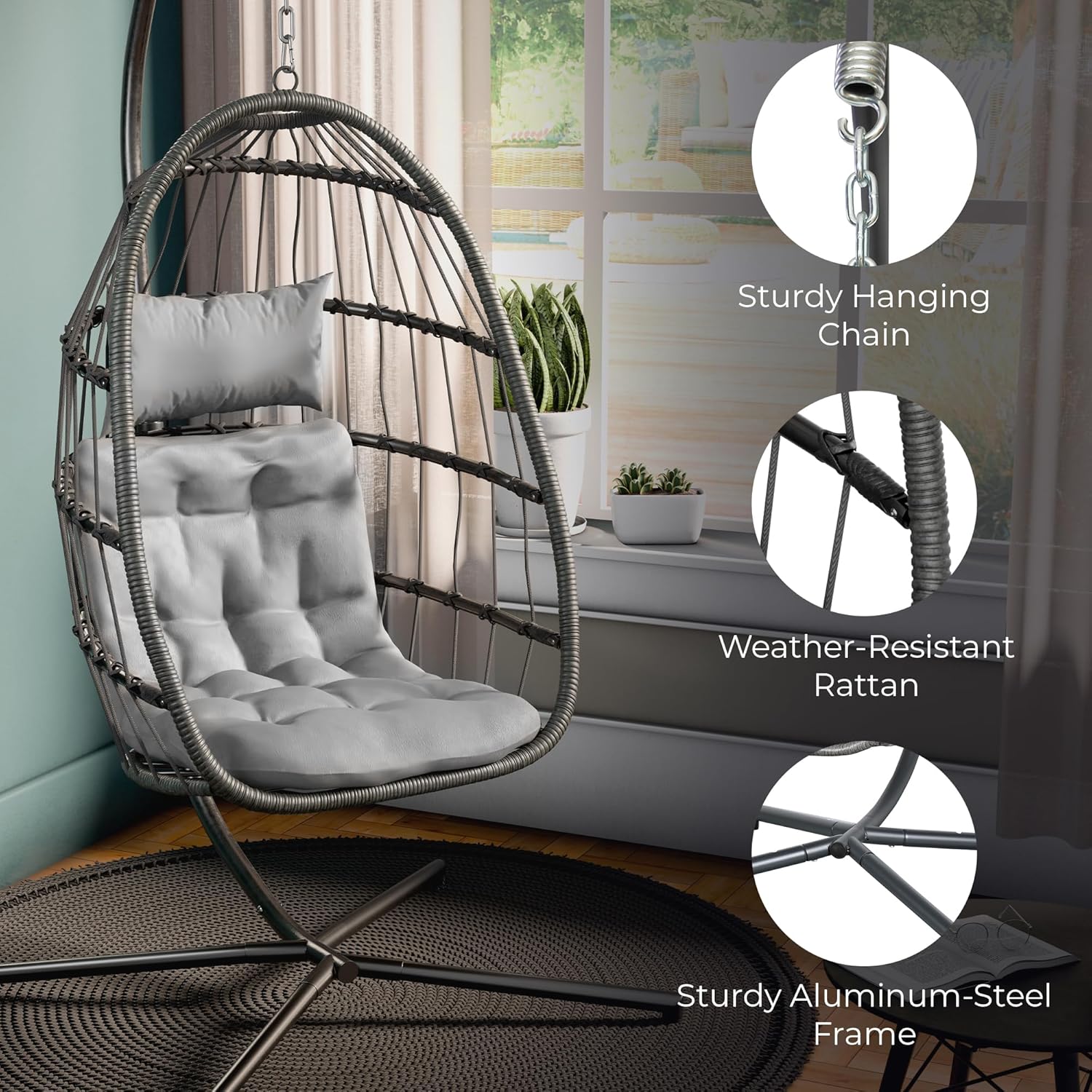 Sedia a dondolo sospesa con su - Hanging Egg Chair recensione e prezzo